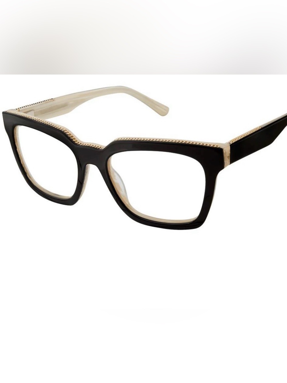 L.A.M.B  By Gwen Stefani Reading Glasses Frames Black Gold Trim LA043 53/18/140